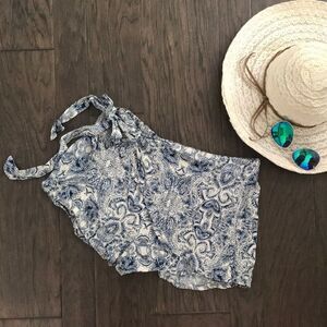 Boom Boom Jeans Francesca's Boho White & Blue Paisley Sarong Shorts Vacation
